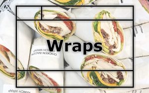 A platter of assorted wraps from Armon's Catering